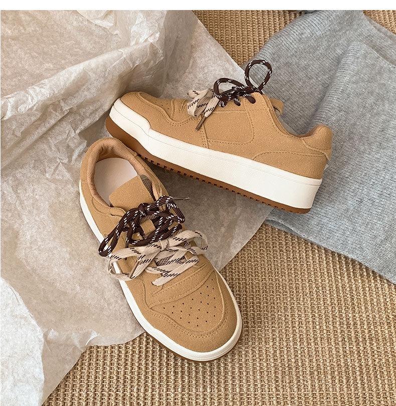Color Matching Casual Retro Versatile Thick Baseplate Shoes Women's 2025 New Spring and Autumn Lightweight Low-top Heightening Sports Shoes