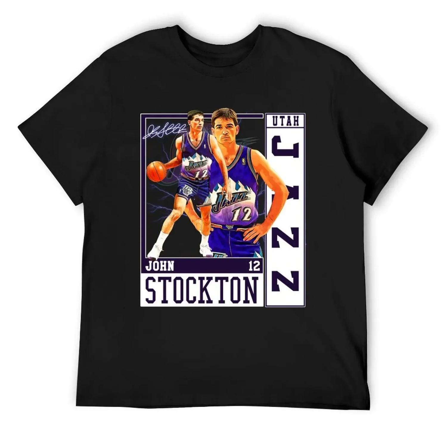 

John Stockton Legend Basketball Signature Vintage Retro 80s 90s Bootleg Rap Style T-Shirt vintage street wear mens clothes XXXXXL чорний