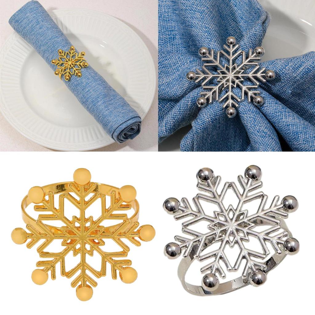 Pack of 6 Napkin Holder Snowflake Napkin Buckles Christmas Serviette Rings Aluminum Material for Napkin Decorations