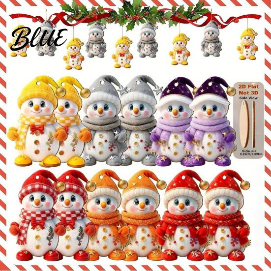 Christmas Tree Hanging Accessories Snowman Wooden Ornaments  2D Flat Vintage Xmas Festive Tags Decoration  Cute Winter Ornament for Tree  Holiday