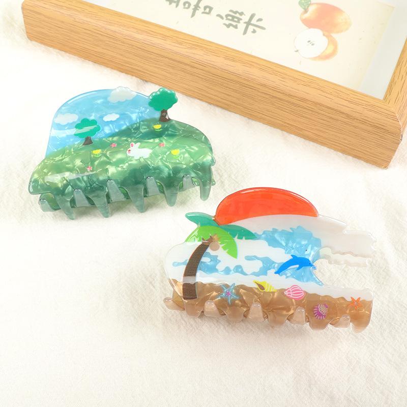 1pc Personalized Design Acrylic Flower Clip, Thickened Half Tied Hair Clip, Women's High-end Shape Hair Clip, Hair Accessory