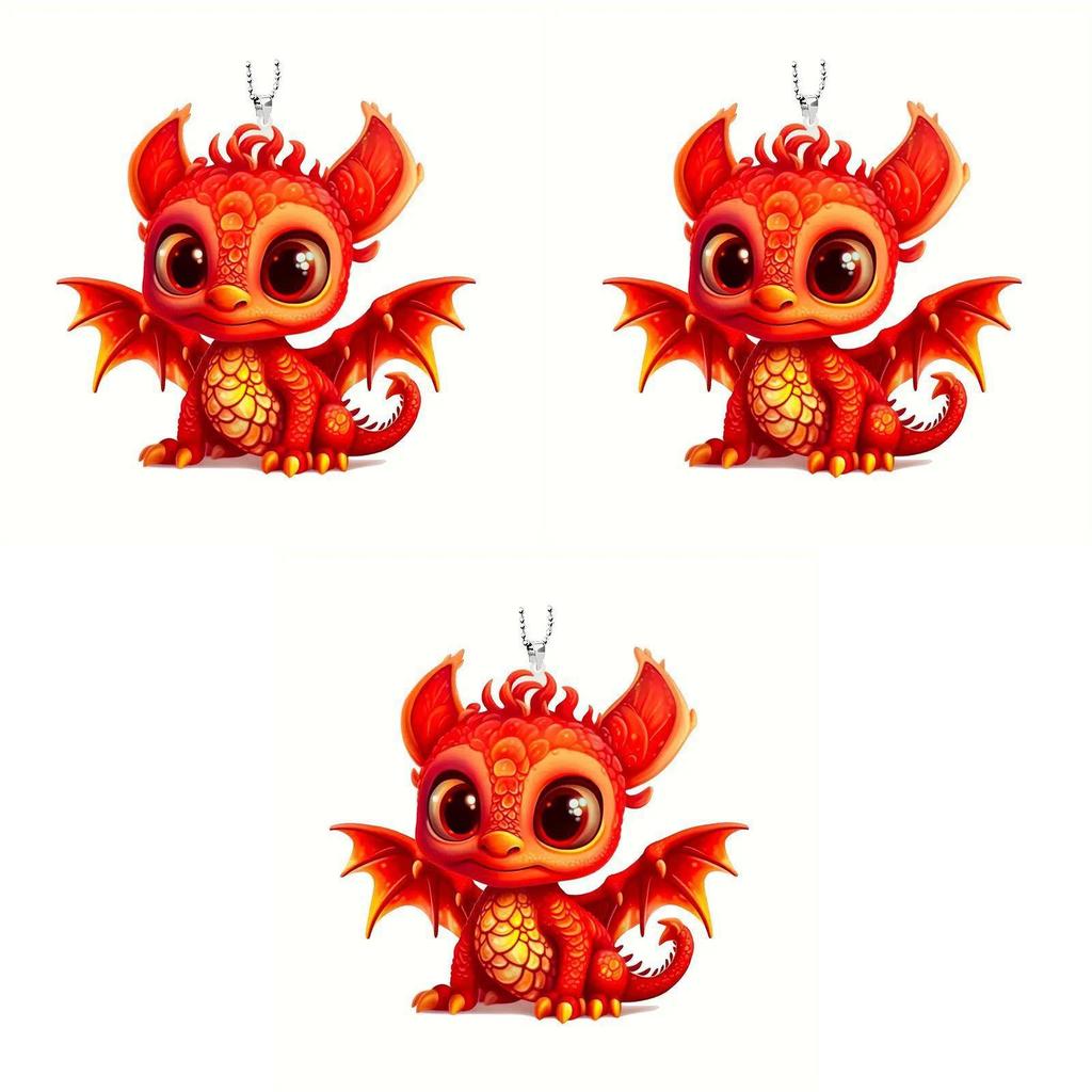 New Acrylic Cartoon Red Dragon Car Hanging Ornament Decorative Accessory For Interior