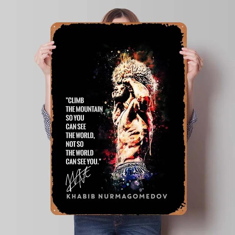 Khabib Metallskylt Boxningsaffischer Dekoration för Heminredningsartiklar Vintage Plåtskylt Plakett för Väggkonstdekoration Kaffebar