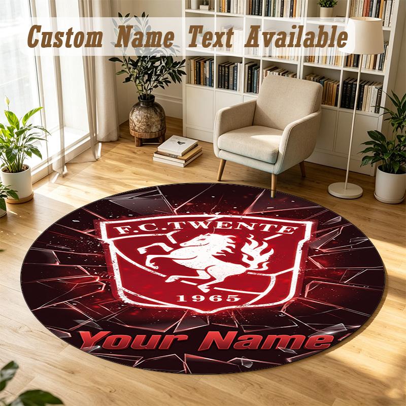 Rond Kleed Gepersonaliseerde NaamFC Twente Patroon Antislip Tapijt Huis Vloer Decoratie