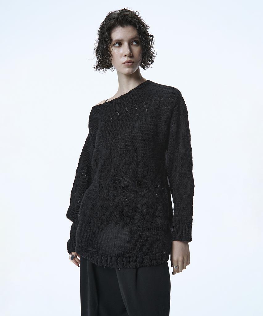 Teulimingbeodeu Blended Texture Knit Pullover [ Black ]