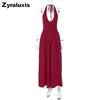 New Solid Color Sexy Deep V Hollow Out Suspender Dress Chic A-Line Skirt Midi Dress for Women