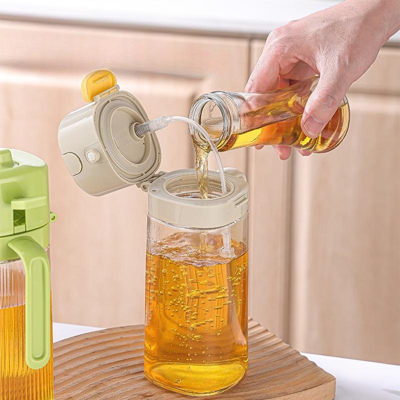650ml Glass Oil Spray Bottle Kitchen Cooking Oil Dispenser Spray Pour Dual-use Oil Pot Leak-proof Atomized Spray Oil Bottle