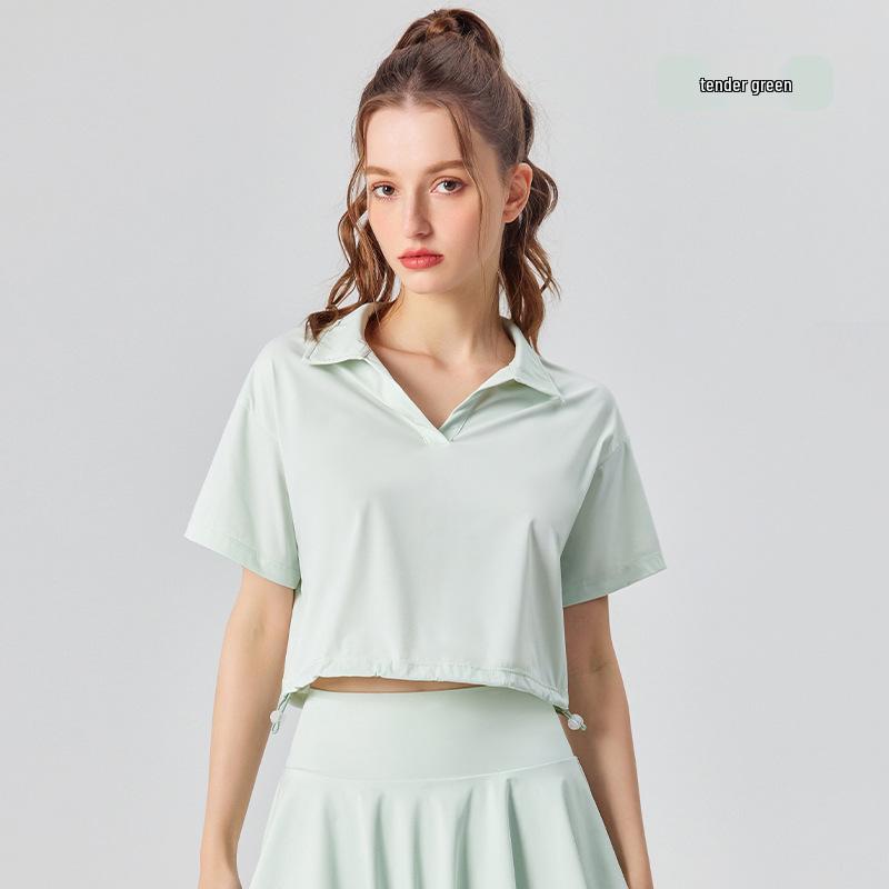 

Женская быстросохнущая футболка для йоги с высоким воротом - Стильная, чистая и сексуальная футболка с коротким рукавом для фитнеса и повседневной спортивной одежды с солнцезащитой Large