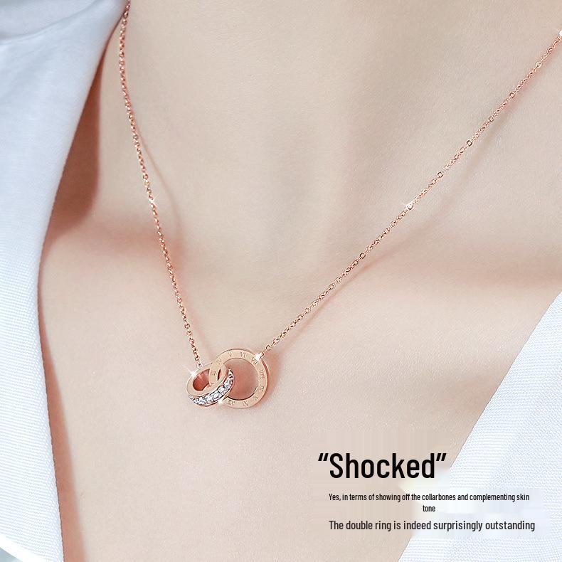 Roman Numeral Titanium Steel Jewelry Set: Necklace, Bracelet, Earrings, Collarbone Chain, Korean Style for Women