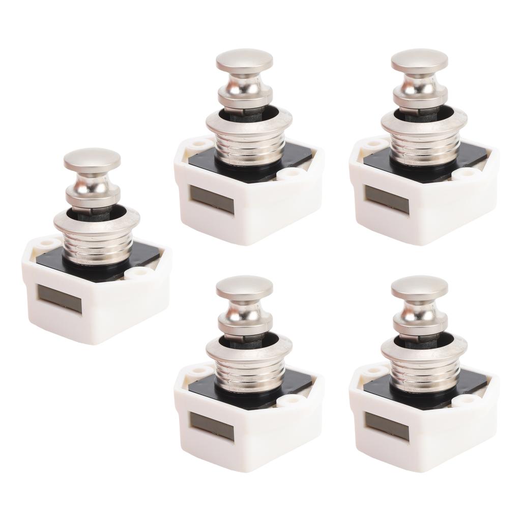 5PCS Push Button Latch Elegant Multipurpose RV Keyless Cupboard Door Knob Latch for Motorhome Home Yachts White Base