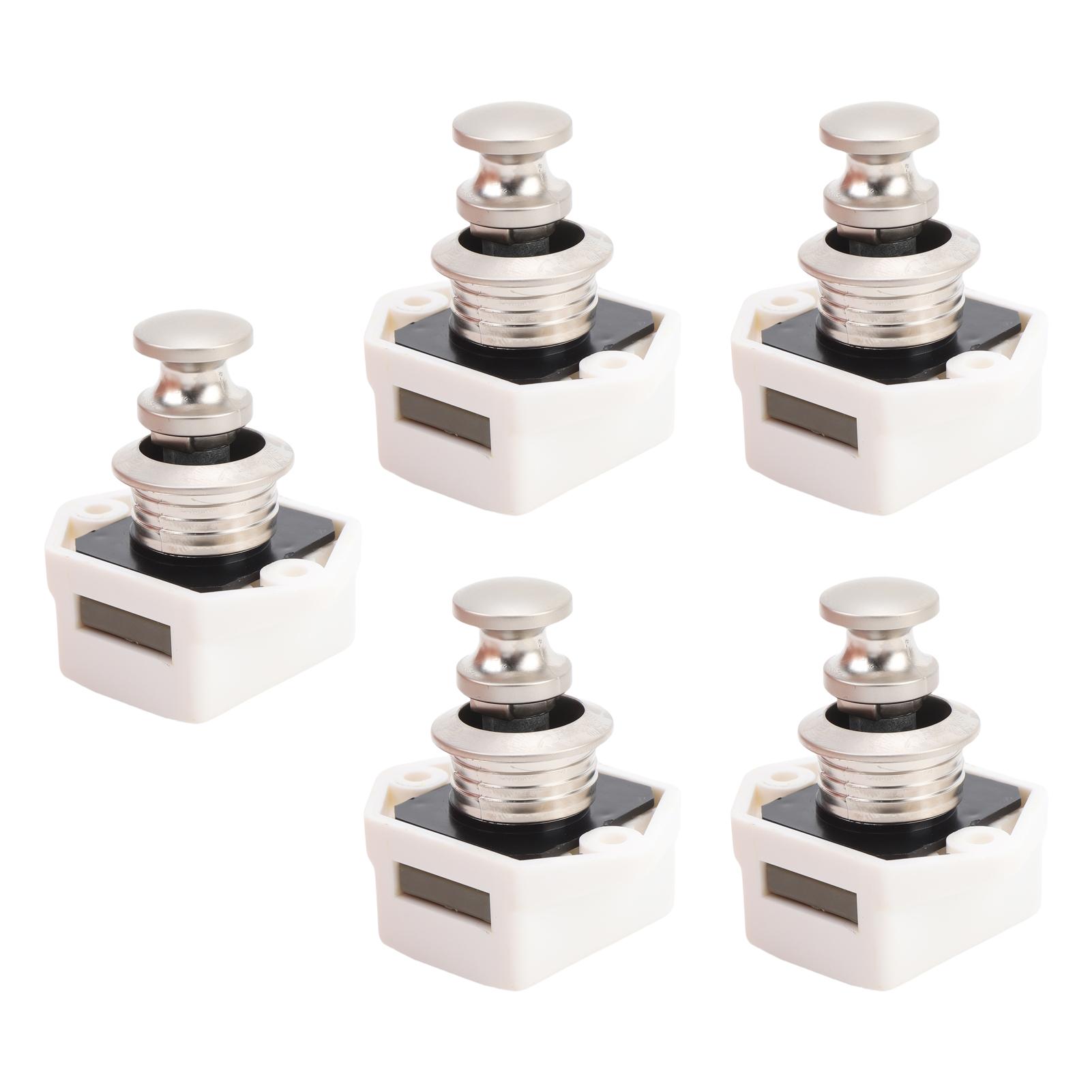 

5 шт. Кнопочная защелка Элегантная многоцелевая без ключа для двери шкафа RV для дома на колесах, дома, яхт, белое основание