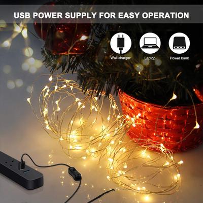 Fairy Lights 12m 120 LEDs String Lights USB IP65 Waterproof Warm White for