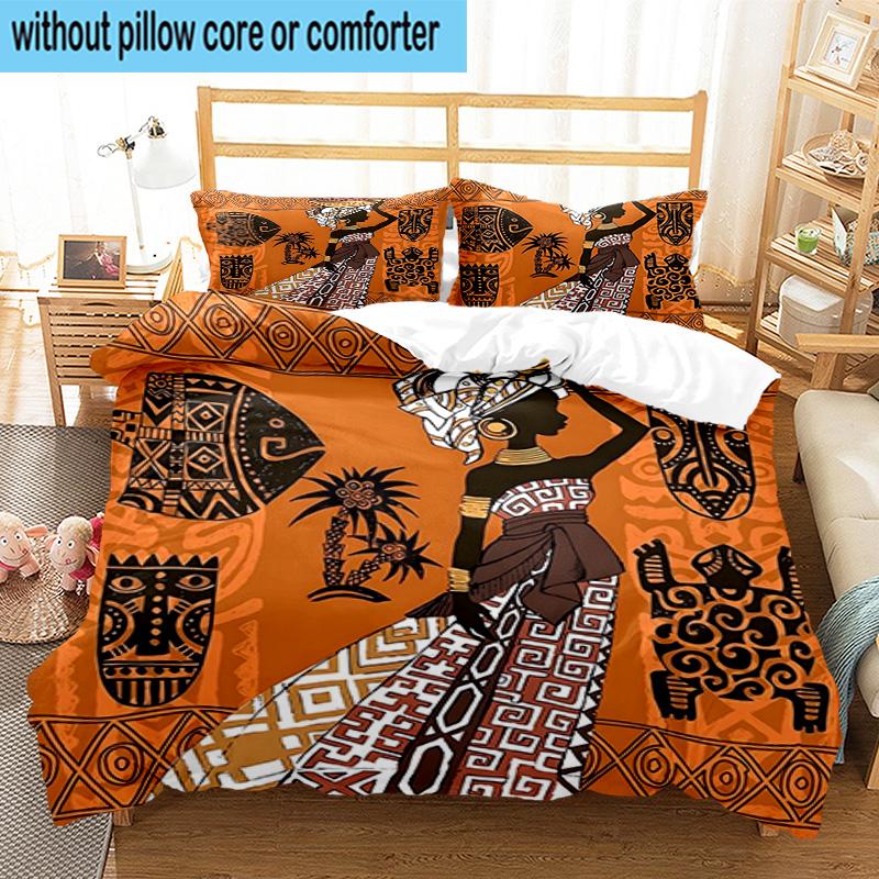African Women 3pcs Bedding,Including 1pc Duvet Cover And 2pcs Pillowcases Perfect for Christmas,Ideal for Bedroom, Dormitory