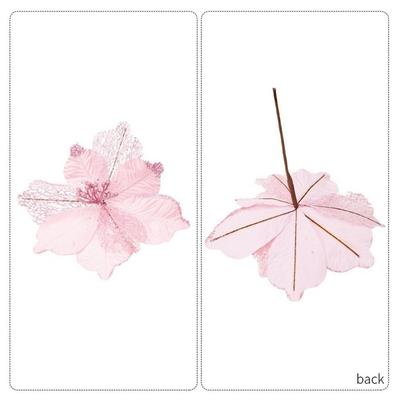 Maple Leaf Shaped Simulated Christmas Flowers Luxury Handmade Xmas Decorative Flowers Realistic Eternal Flower Holiday Decor