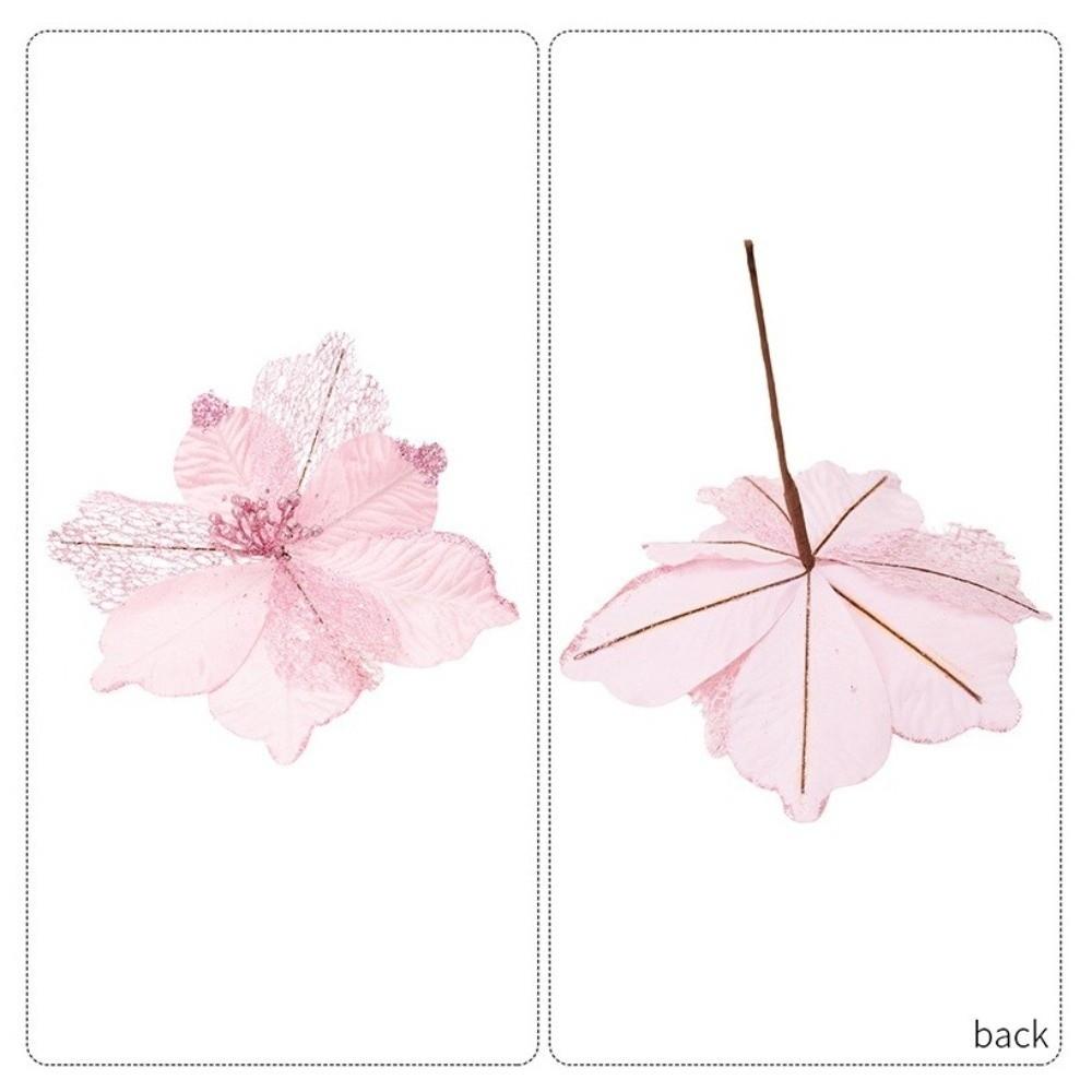 Maple Leaf Shaped Simulated Christmas Flowers Luxury Handmade Xmas Decorative Flowers Realistic Eternal Flower Holiday Decor