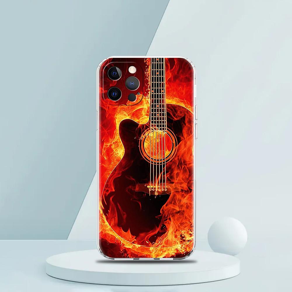 Guitar Strings Music Guitares Instrument Luxury Phone Case For iPhone 16 15 14 13 12 11 Pro Max XS X XR SE 7 8 Plus Clear Cover
