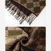 Winter Korean Version of High-end Retro Diamond Pattern Scarves Fashion Women Girls Autumn Faux Cashmere Wamr Shawl Unisex Scarf
