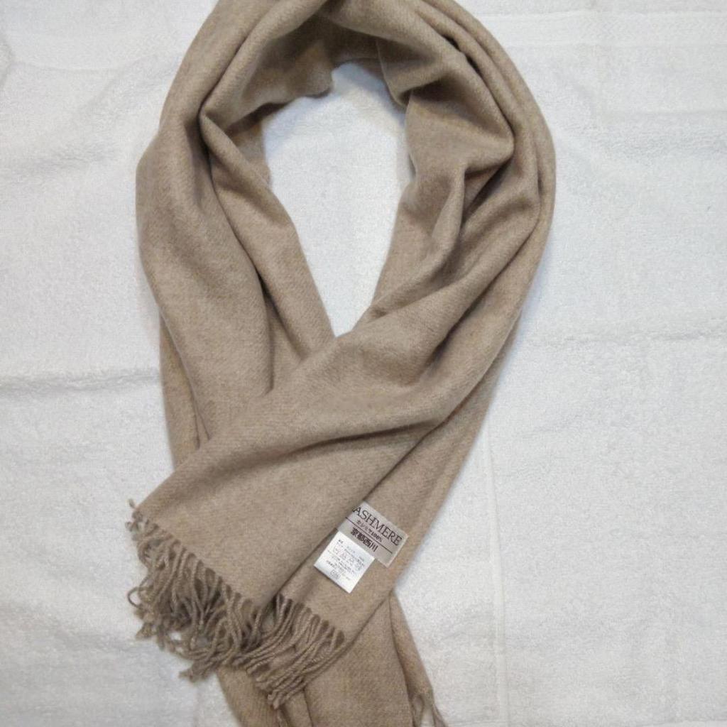 Used Beautiful Condition, 100% CASHMERE, Kyoto Nishikawa, Stole, Lap Blanket, Beige