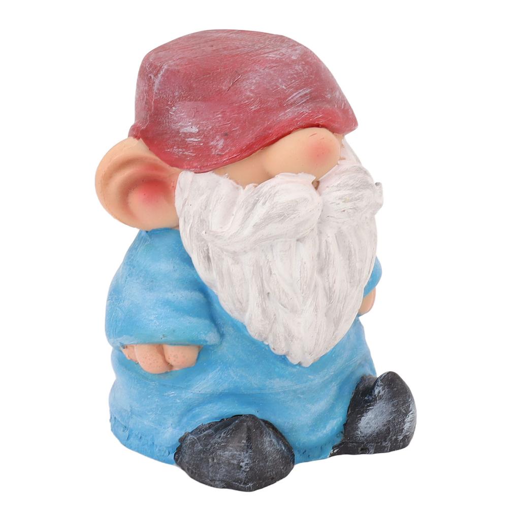 Garden Gnome Resin Structure Stable Bottom Retro Style Gnome Figurine for Patio Porch Decorations Flat Head Blue