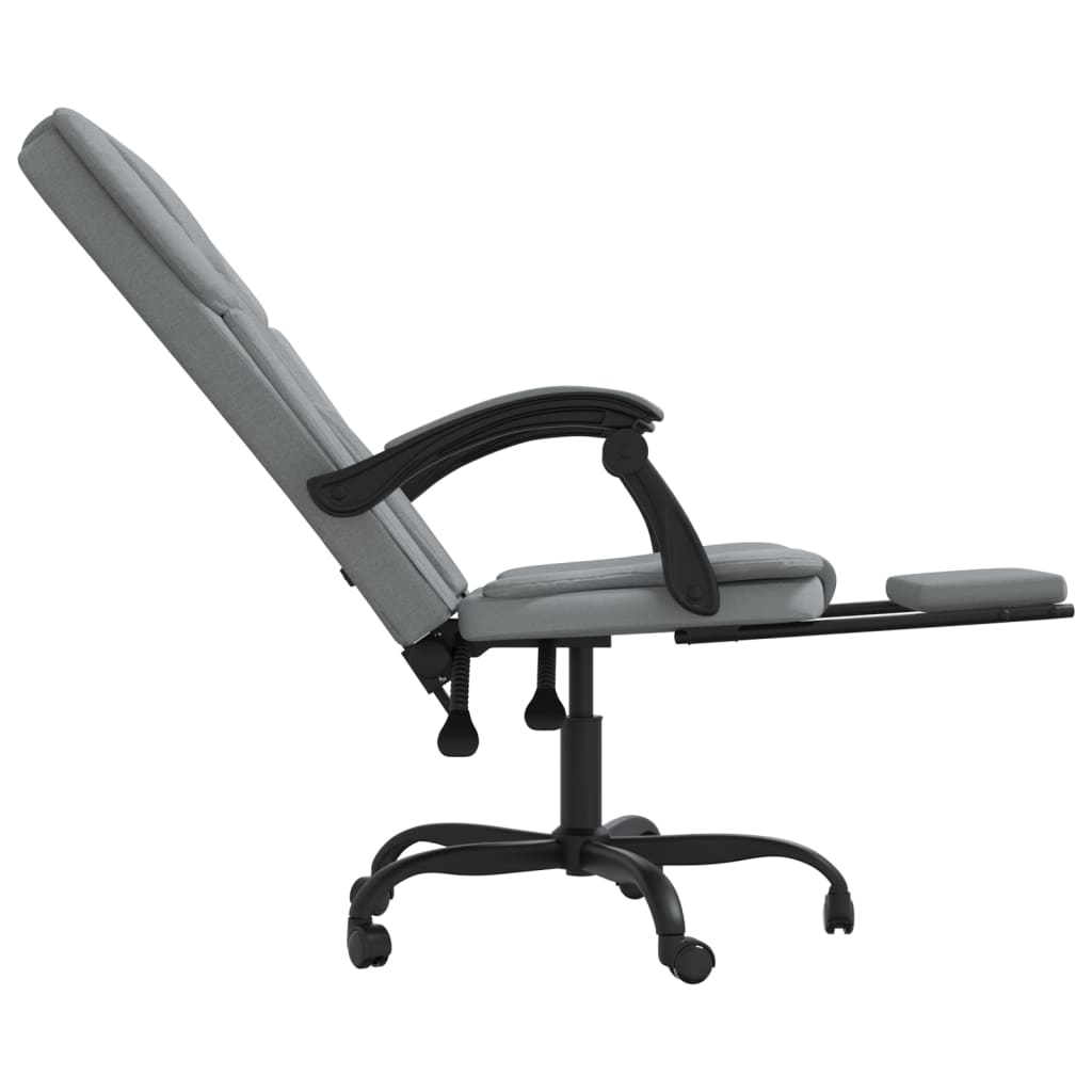 Office Chair with Reclining Function Light Grey Fabric