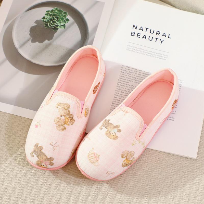 Women's Autumn Cartoon Cotton Anti-Slip Postpartum Slippers - Breathable, Thick-Soled, Parent-Child Home Shoes