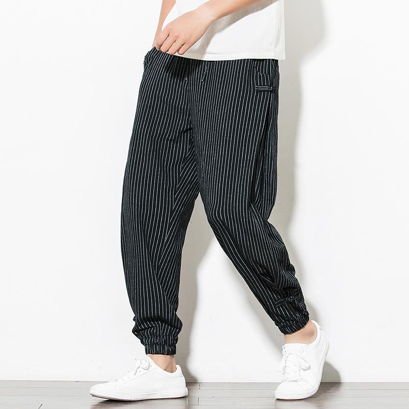 Men's 2022 Chinese Style Summer Breathable Cotton Linen Frog Button Plus Size Harem Lantern Pants