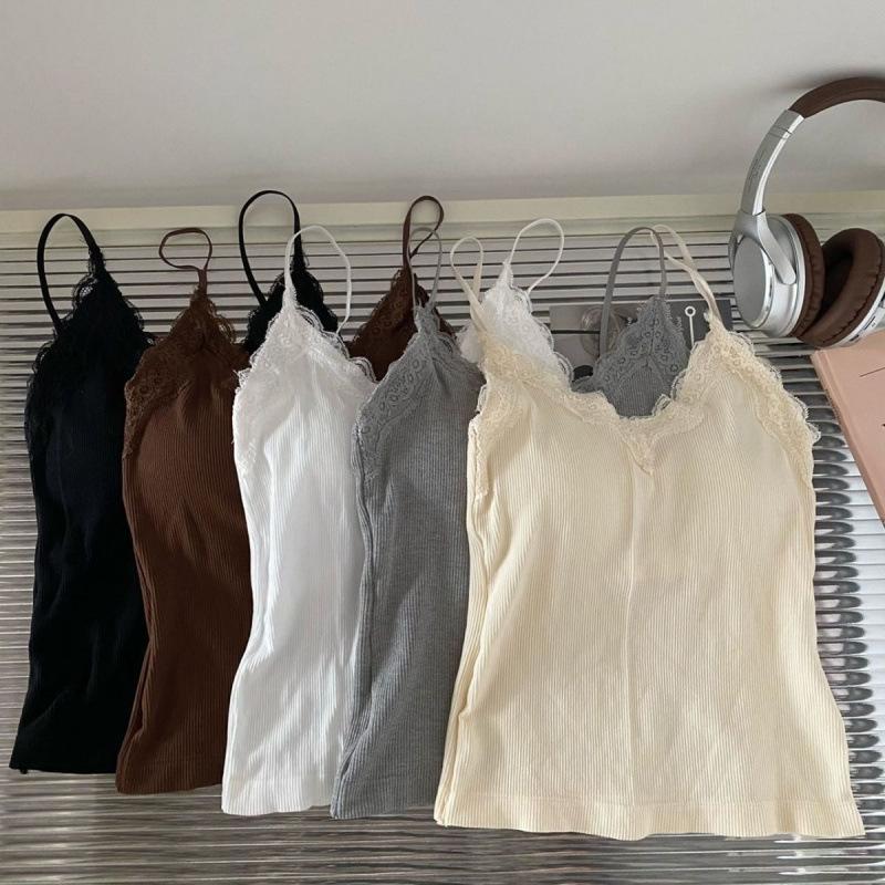 Big Size American Vintage Lace Patchwork with Women's New Sexy Outside To Wear Halter Vest Spice Girl Style Top