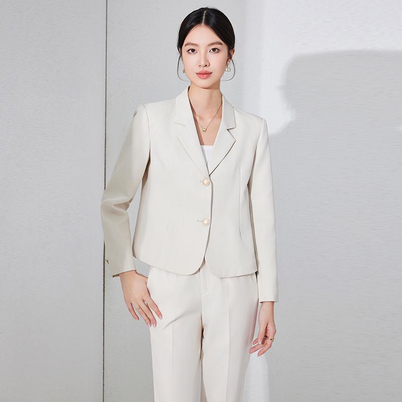 Petite Women's White Short Suit Set: High-End Casual Blazer Jacket for Spring/Autumn 2025