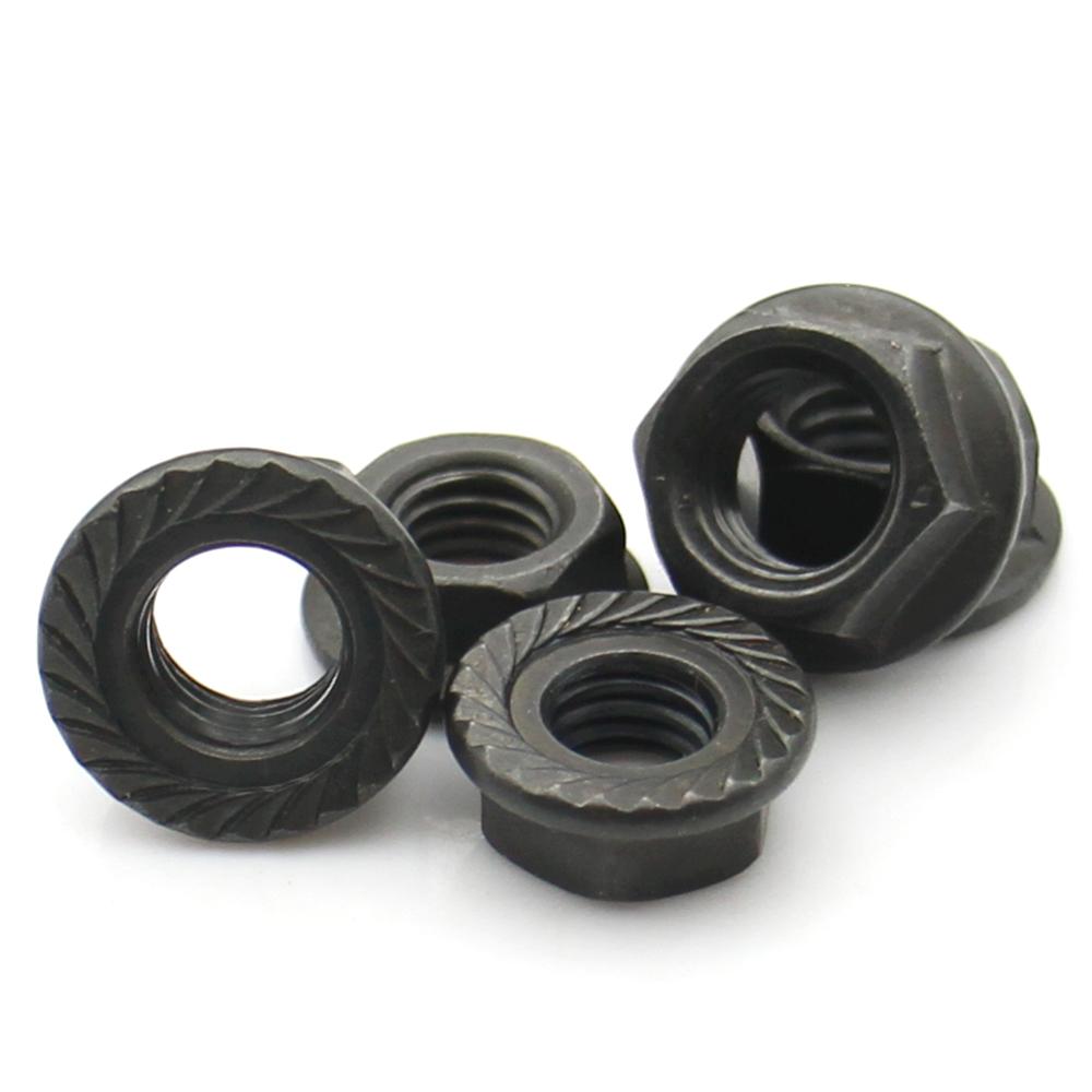 2-50pcs Carbon Steel Serrated Flange Lock Nuts Hex Locking Anti-Loose Nut with Washer M2-M16