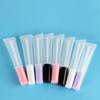 15ml Clear Squeeze Lip Gloss Tube with Brush, Slanted White Tip for Lip Glaze, Soft Long Cosmetic Packaging