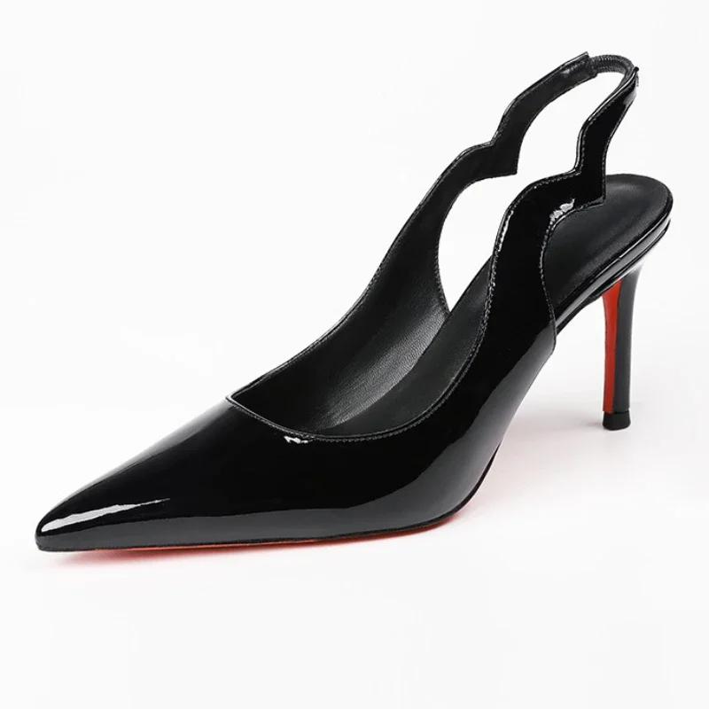 Fashion Sexy Brand Pointed Toe Thin High Heels Women Hollow Elegant Office Shoes Patent Leather Classic Designer Sandals Women Pumps