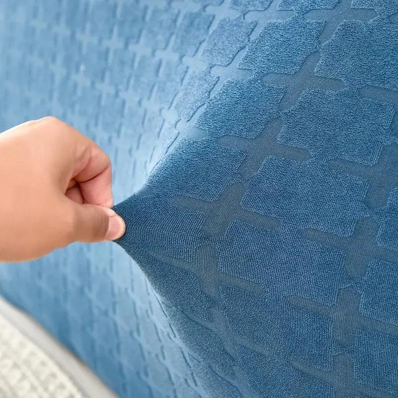 1 Stück Spritzfester Kopfteilbezug Gestrickter Elastischer Jacquard Nachttischbezug für Bett im Schlafzimmer Leicht zu Reinigender Kopfteilbezug