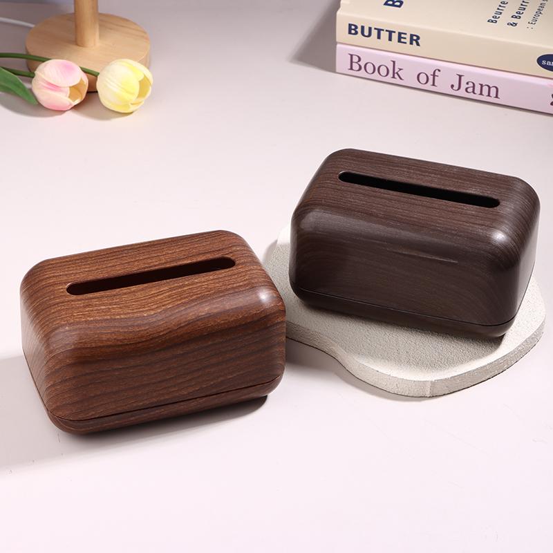 1Pc Retro Imitation Wood Tissue Box Living Room Paper Box Table Desktop Storage Bathroom Home Decoration Tissue Case