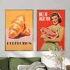 Food Croissant Pasta Meat Restaurant Poster Sticky Wall Art Printing Waterproof Home Living Bed Room Bar Aesthetic Decor