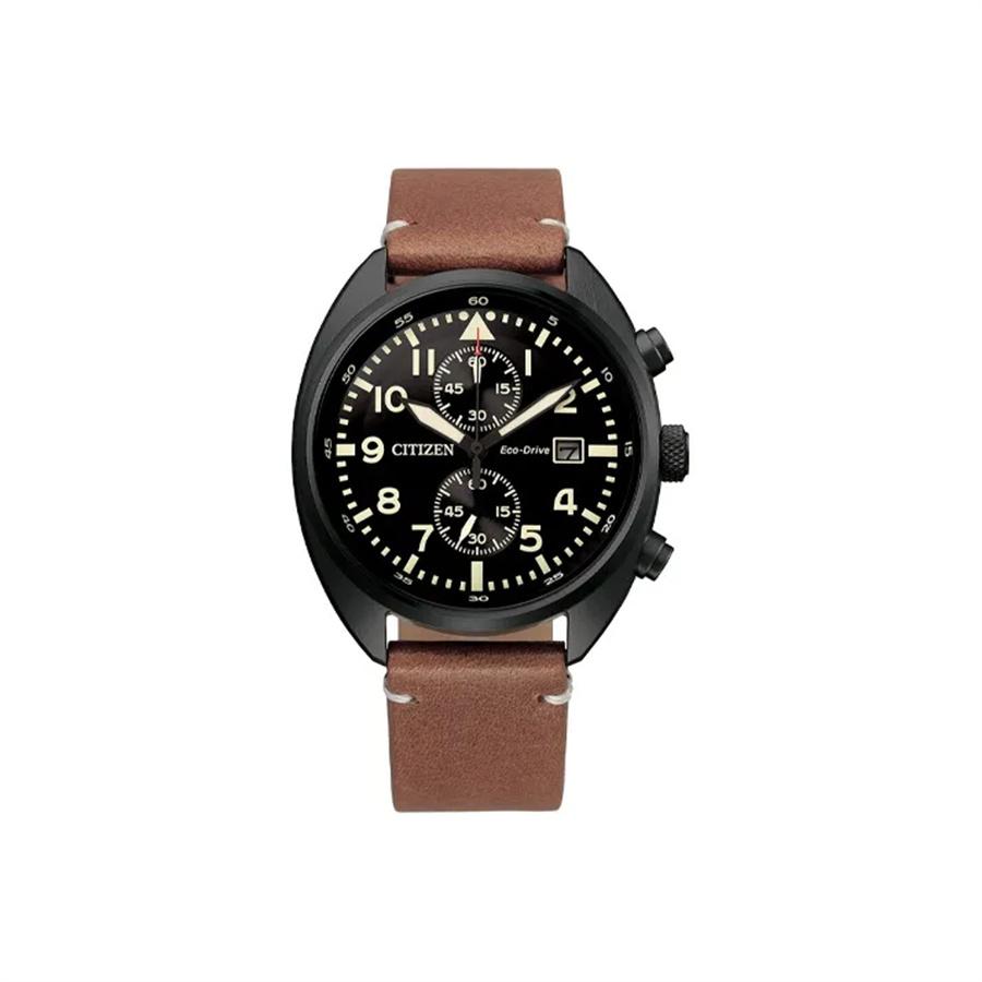 

Citizen Часы, Водонепроницаемые часы из нержавеющей стали с ремешком из телячьей кожи, CA7045-14E чёрный