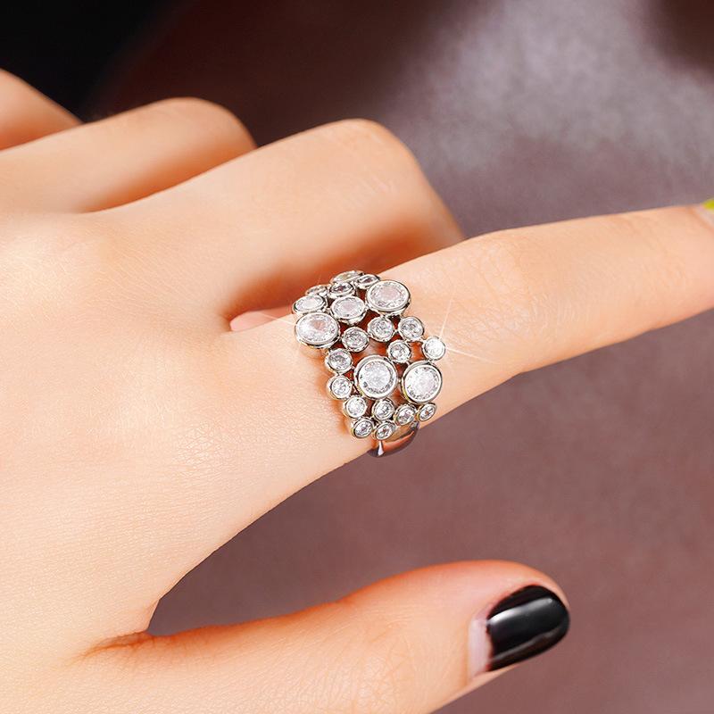 Irregular gypsy female ring, royal fashion luxury zircon ring, popular round ring.