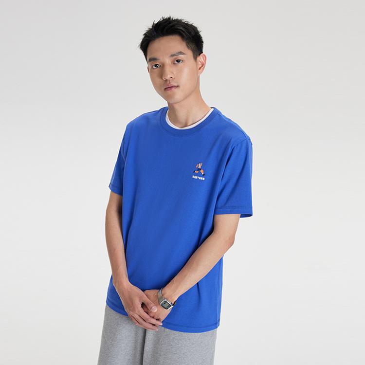 Saucony Running Little Man Embroidered Crew Neck Casual Pullover Short Sleeve T-Shirt Men T-Shirt Slate-Blue SC2239080-3