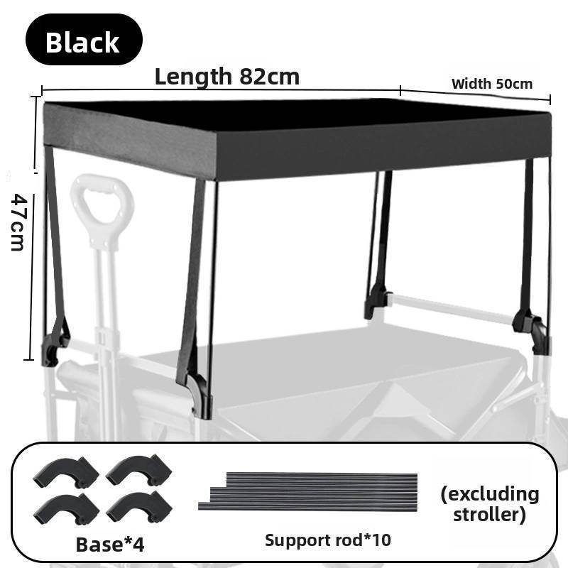 Outdoor Camping Car Sunshade Tent Cover With Detachable Canopy For Travel Vehicle Protection Black（No Cart）