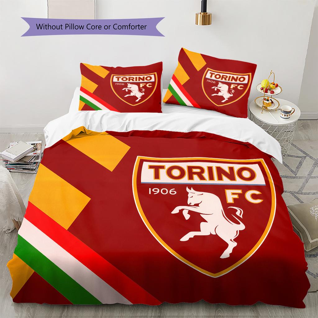 Fotbalový klub Torino Vzorovaná sada povlečení s přikrývkou Domácí dekorace Dárek (1 * povlak na peřinu + 2 * povlak na polštář bez jádra)