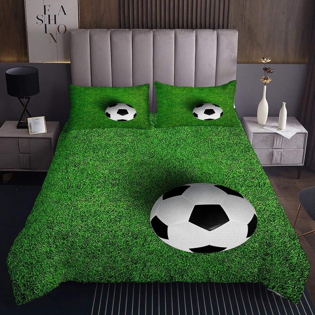 Lenjerie de pat de familie Deluxe Pat de o persoană Pat dublu Față de pernă imprimată fotbal 3D și husă de pilota 2/3 seturi Lenjerie de pat de familie pentru dormitor