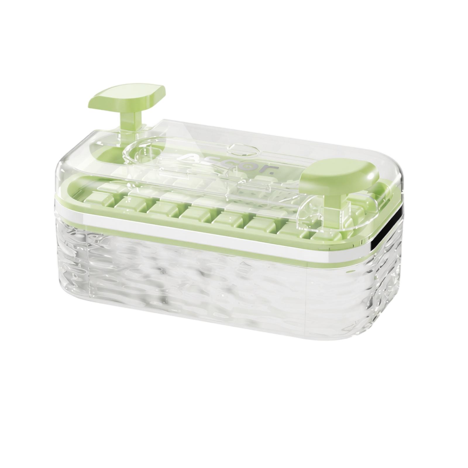 Ice Cube Tray Set with Easy Release Mechanism Food Grade Material Durable Design for Home Kitchen Use Clear Lid Included One Size зелёный