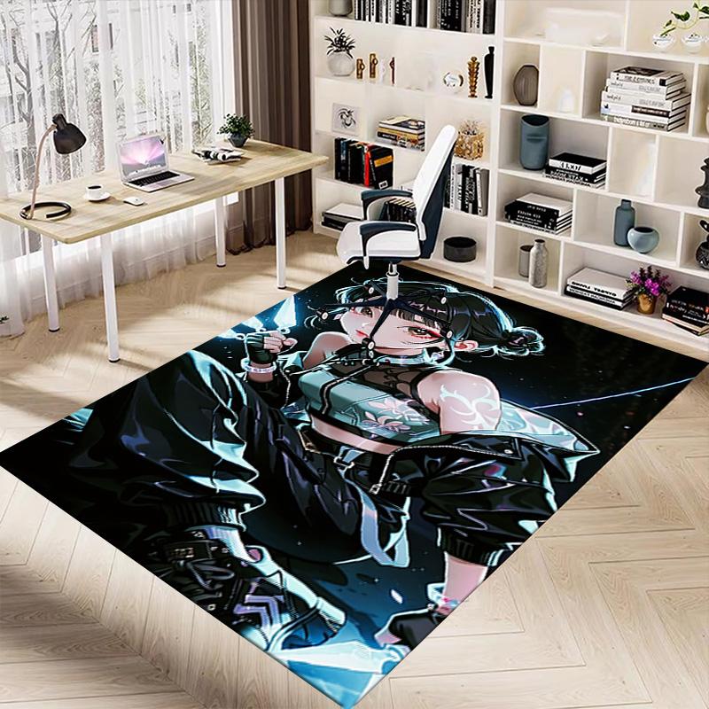 Warrior Girl Carpet For Playroom Bedroom Living Room Sofa Home Decorkids Game Area Rug Nonslip Floor Mat