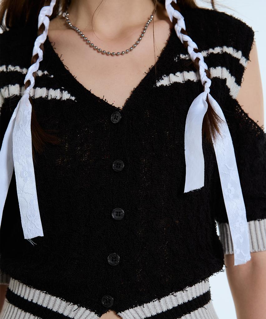 LARTIGENT L11 Off Shoulder Knit(Black)