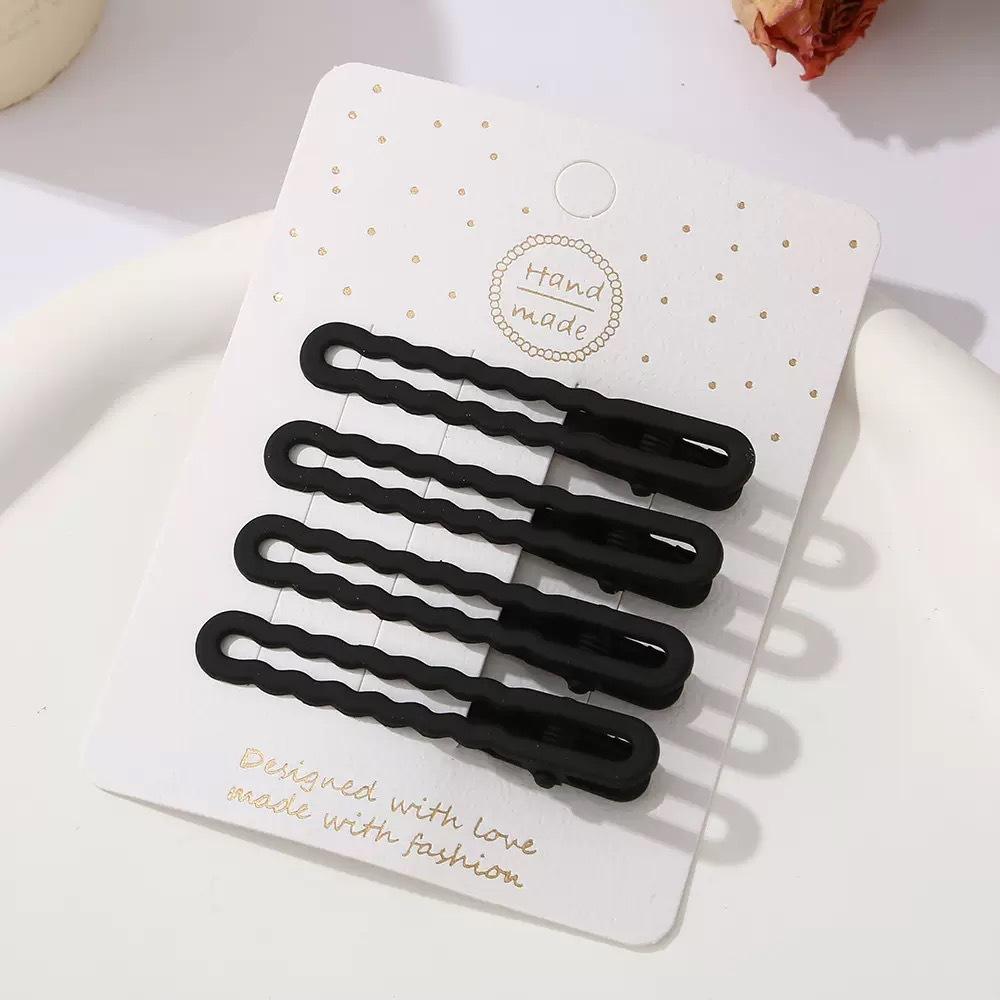 4Pcs Black Frosted Hair Clip Fashionable Trendy Hair Clips Hair Accessories Temperament Women Accessories Versatile Hair Clip