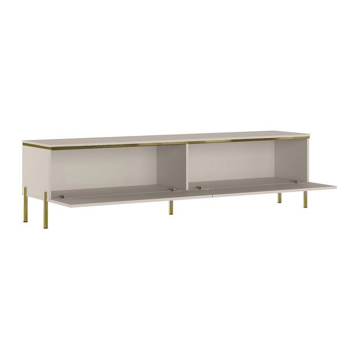 Meuble TV avec 2 portes - Beige et doré - VUKIA
