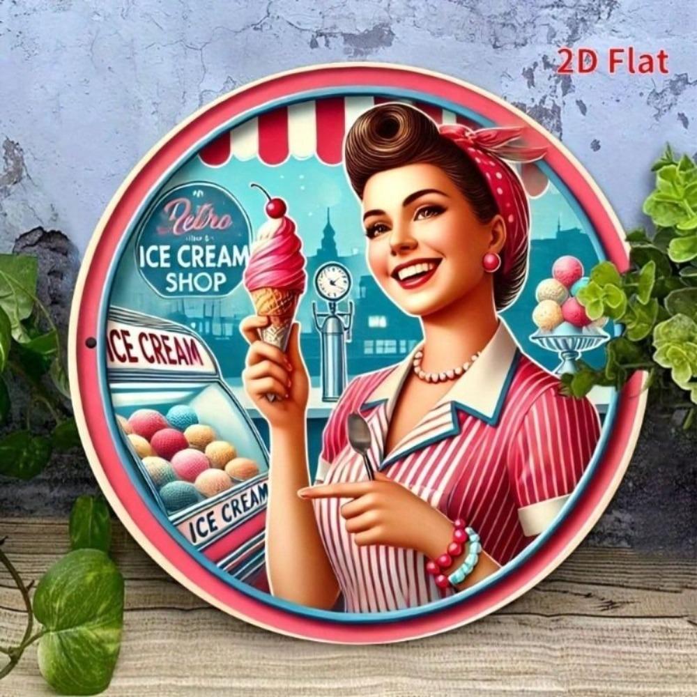 Vintage Eis Metall Wandkunst Rundes Schild 8 Zoll Cafe Bar Küchen Dekoration