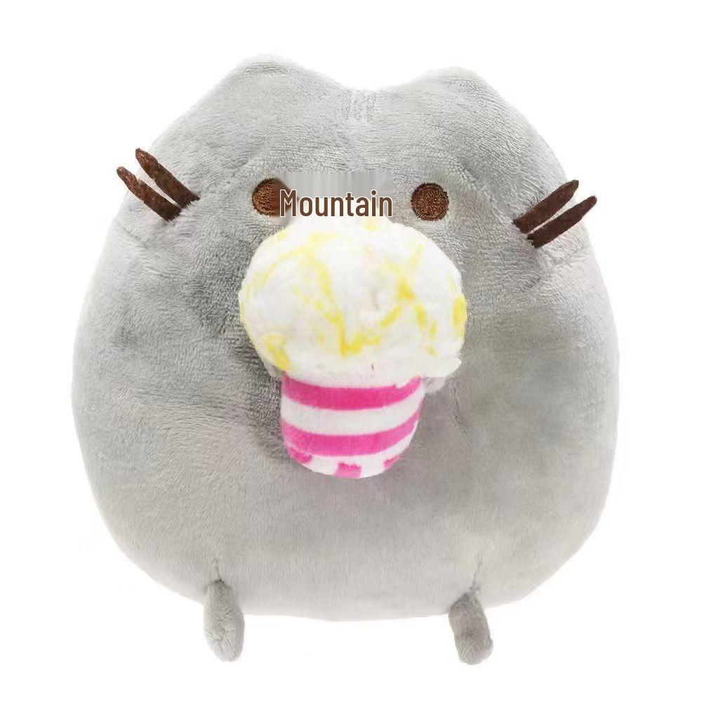 Cross-Border Gray Cat Plush Toy - Donut, Pizza, Hamburger, Sandwich, Cookie Claw Machine Doll