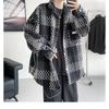 Men's Plaid Tweed Jacket Casual Button Down Shacket Coat Long Sleeve Loose Fit Streetwear Autumn Winter Fashion Outerwear