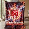 Nottingham Forest FC Custom Name Text Flannel Blanket Soccer Logo Personalized Fleece Throw Blanket Special Gift For Sofa Bedroom Home