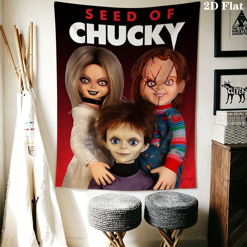 Arazzo da Parete Chucky Appeso Estetico alla Parete Coperta in Tessuto Stampato Arazzi Decorativi per Camera da Letto Soggiorno Decorazioni per la Casa